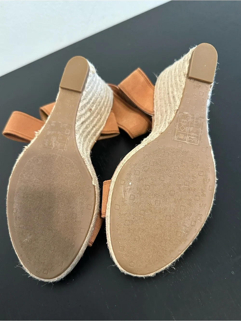 Espadrille Wedge Sandals in Tan with Ankle Strap Size 7